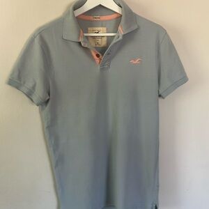 Hollister collar short sleeve blue and pink color